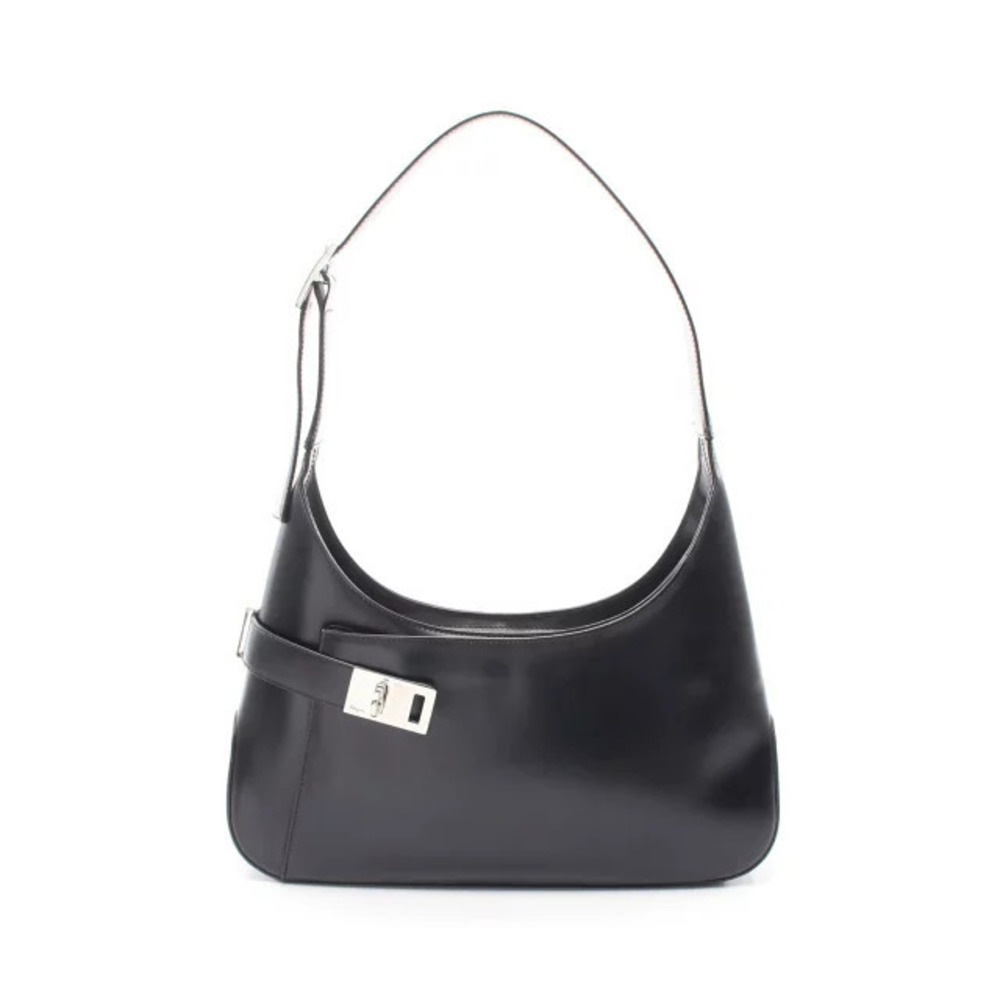 Salvatore Ferragamo Gancini Shoulder Bag Leather Black
